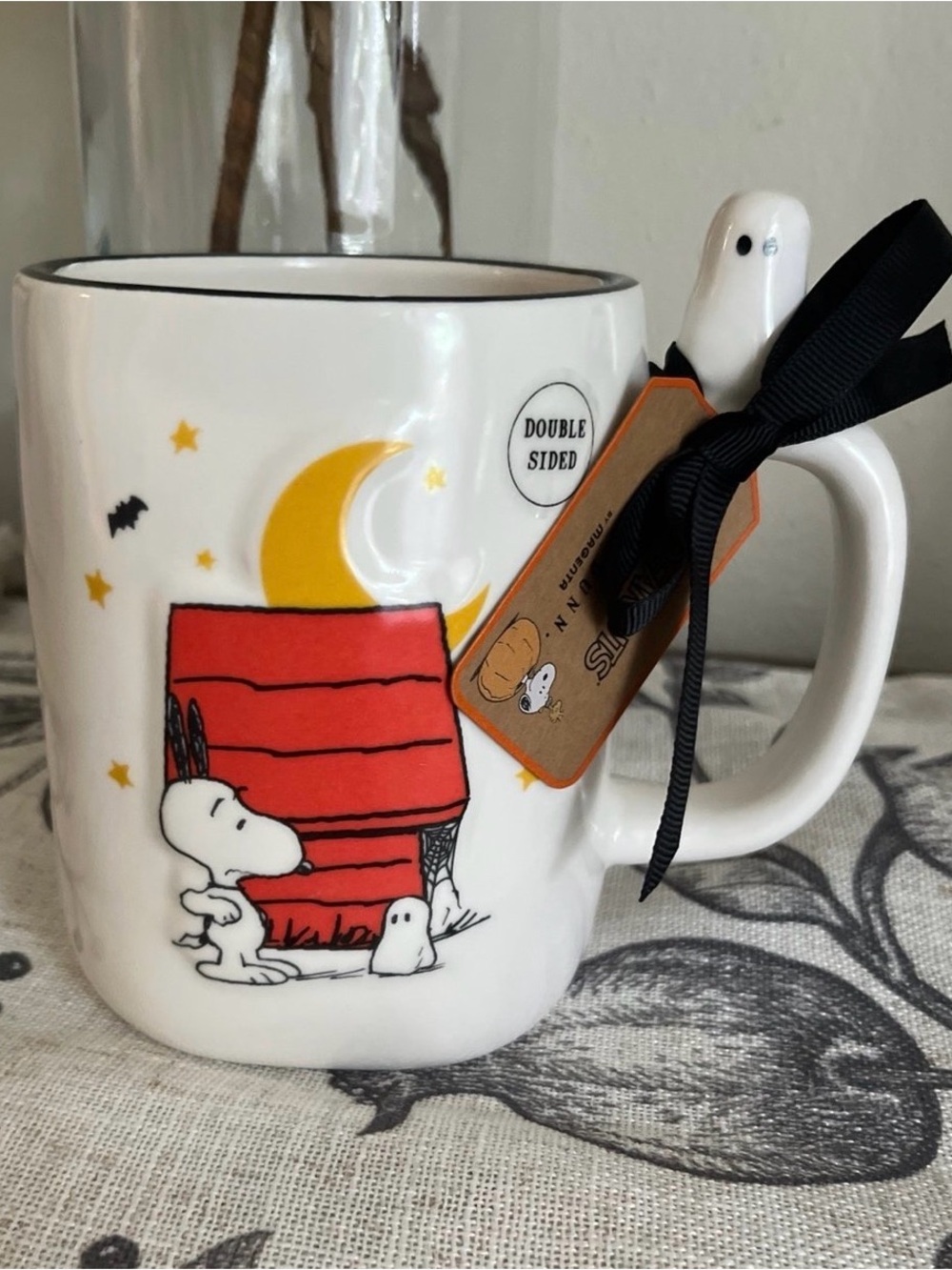 Rae Dunn x Peanuts Snoopy Halloween Mug with Ghost Topper